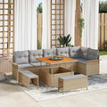 Garten-Sofa-Set mit Kissen 9 pcs Beige und Hellgrau