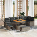 Garten-Sofa-Set mit Kissen mit Speicher 9 pcs Grau