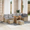 Garten-Sofa-Set mit Kissen 9 pcs Beige und Hellgrau