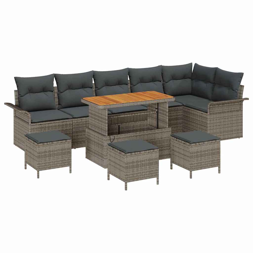 Garten-Sofa-Set mit Kissen mit Speicher 10 pcs Grau