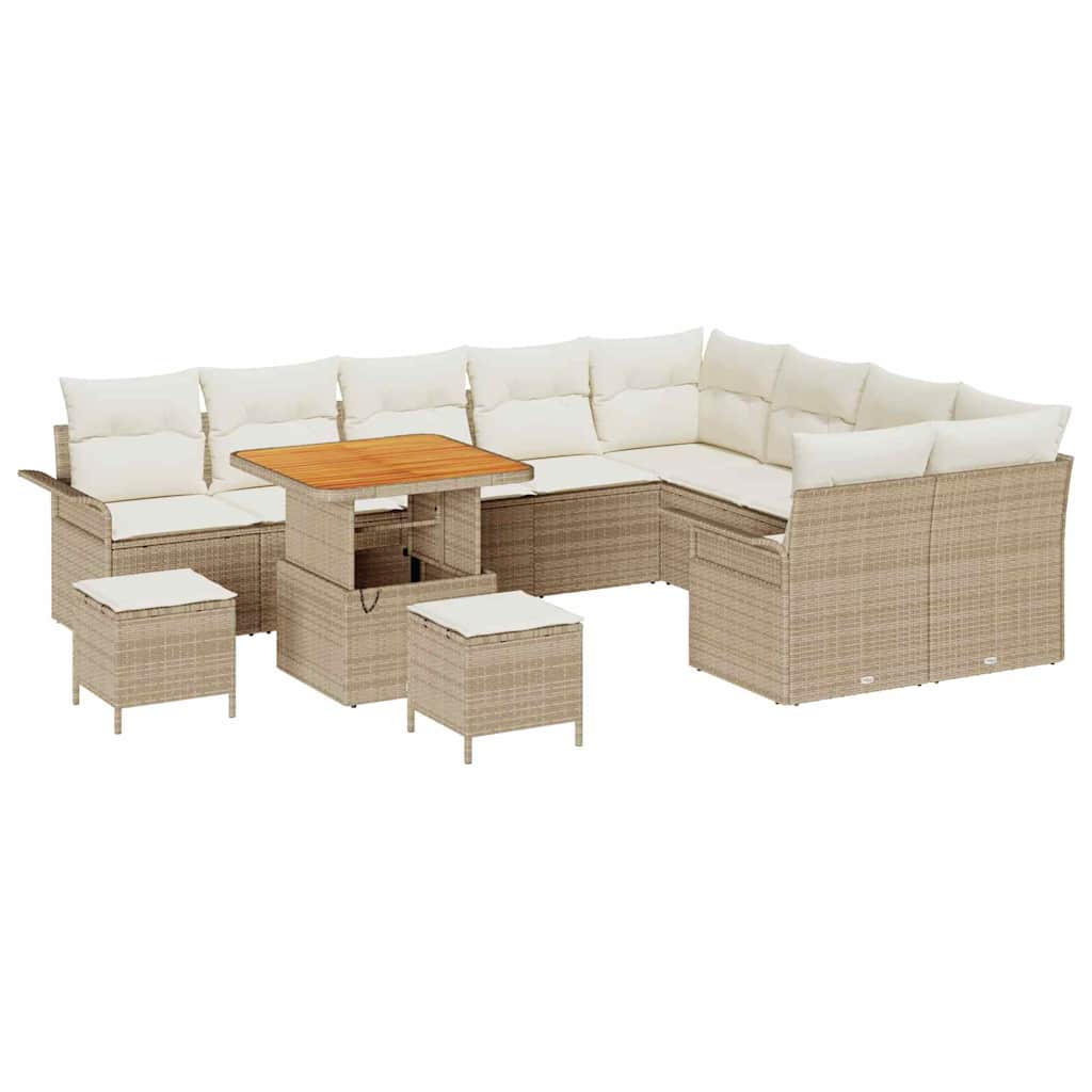 Garten-Sofa-Set mit Kissen mit Speicher 12 pcs Beige und Creme