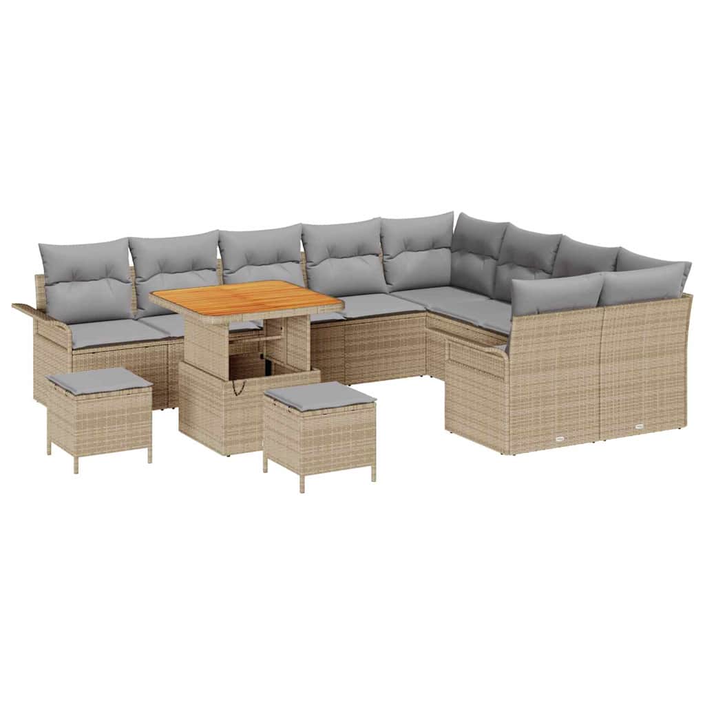 Garten-Sofa-Set mit Kissen mit Kissen 12 pcs Beige und Hellgrau