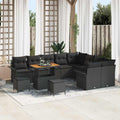 Garten-Sofa-Set mit Kissen mit Speicher 12 pcs Schwarz