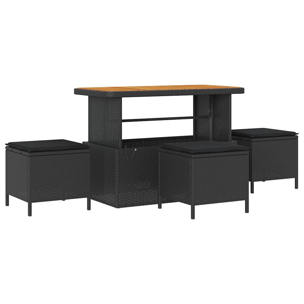 Garten-Sofa-Set mit Kissen mit Speicher 13 pcs Schwarz