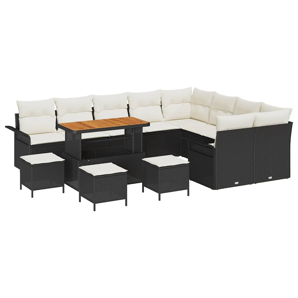 Garten-Sofa-Set mit Kissen mit Kissen 13 pcs Schwarz und Creme