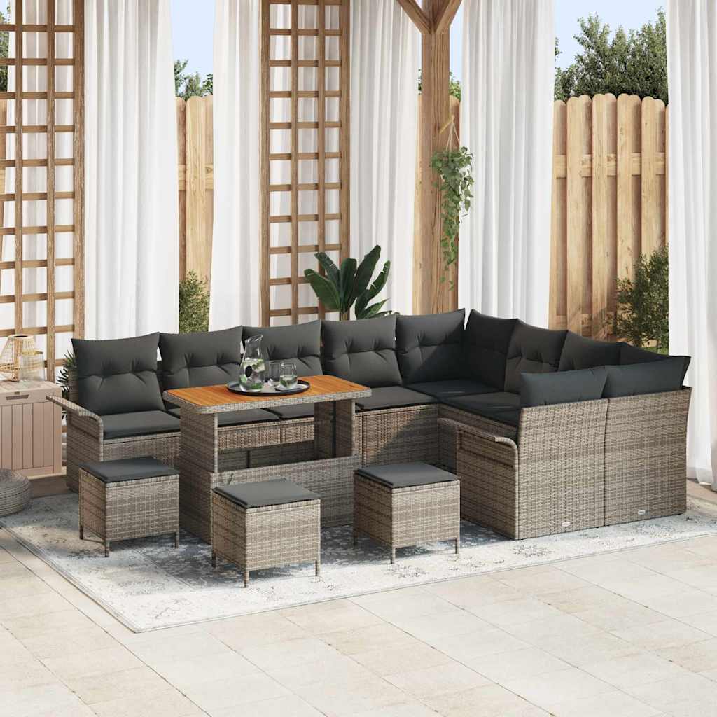 Garten-Sofa-Set mit Kissen mit Speicher mit Kissen 13 pcs Grau