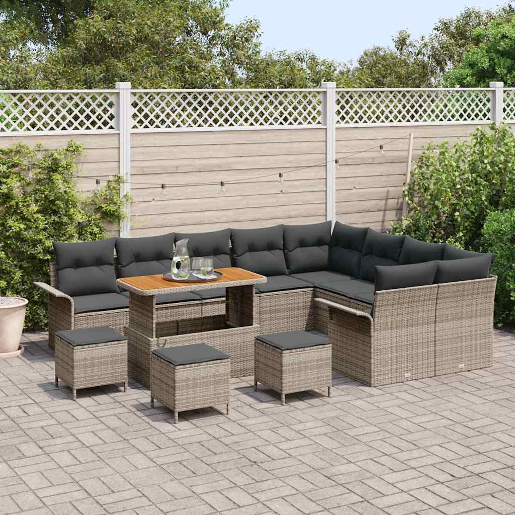 Garten-Sofa-Set mit Kissen mit Speicher mit Kissen 13 pcs Grau