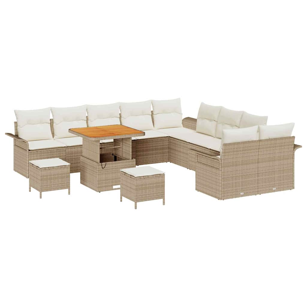 Garten-Sofa-Set mit Kissen mit Speicher 13 pcs Beige und Creme