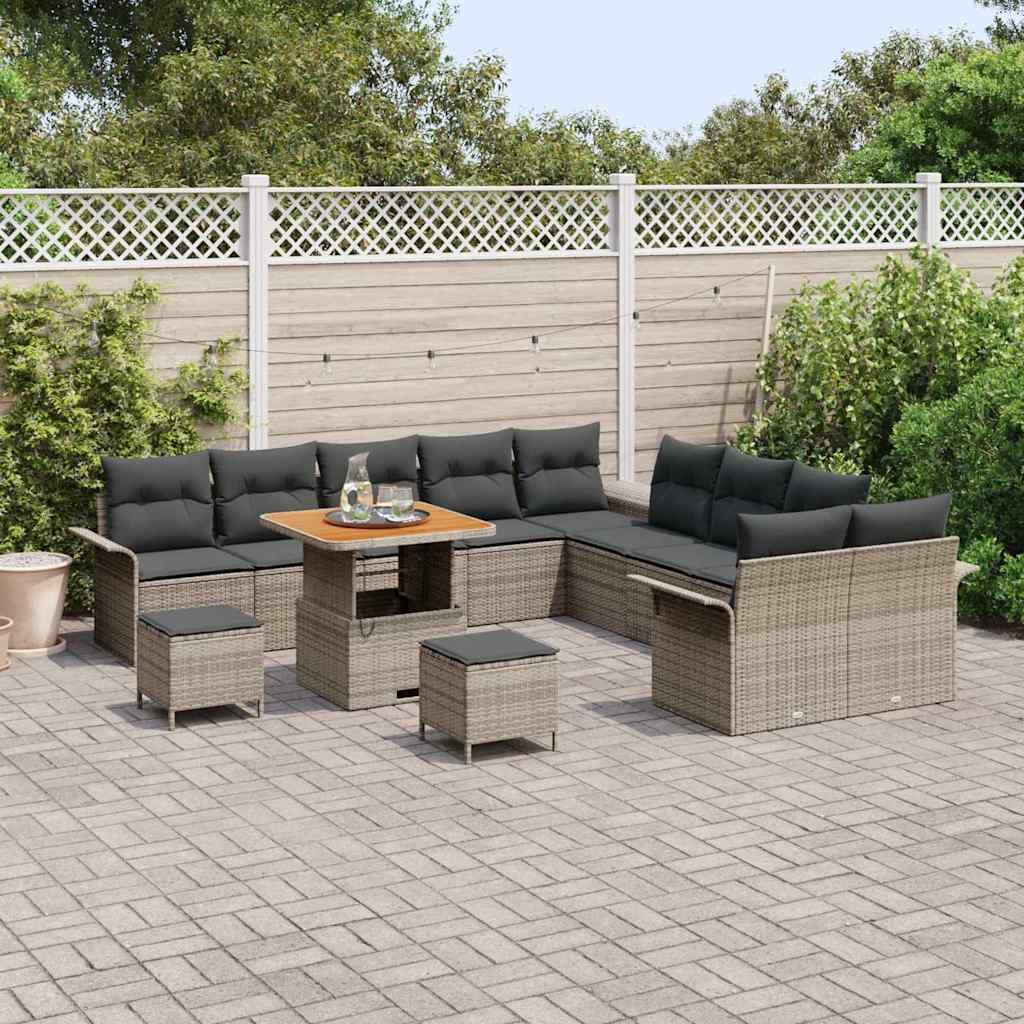 Garten-Sofa-Set mit Kissen mit Speicher 13 pcs Grau