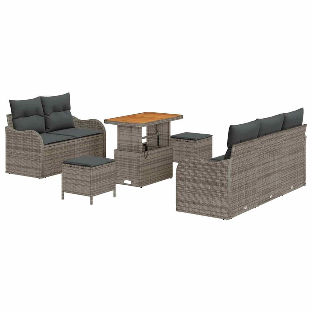 Garten-Sofa-Set mit Kissen mit Speicher mit Kissen 8 pcs Grau