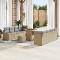 Garten-Sofa-Set mit Kissen 11 pcs Beige und Hellgrau