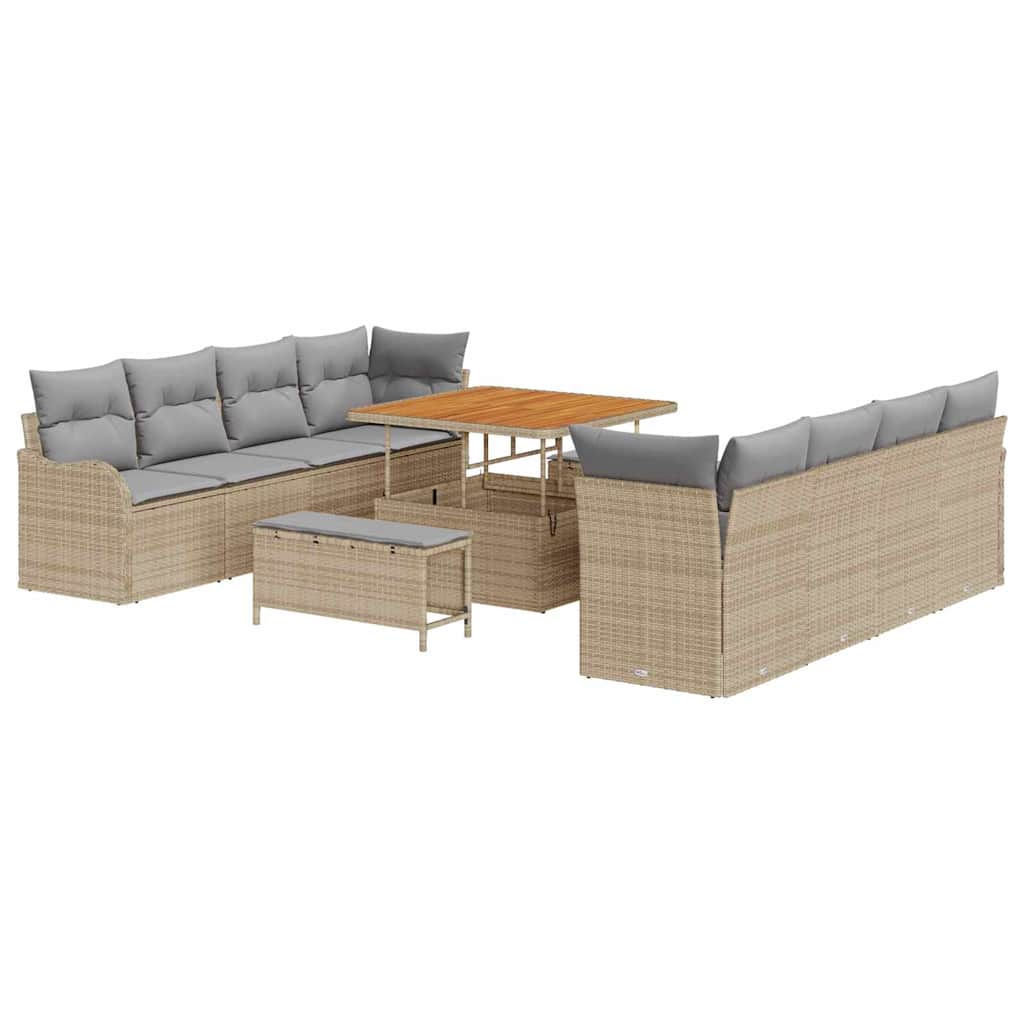 Garten-Sofa-Set mit Kissen 11 pcs Beige und Hellgrau