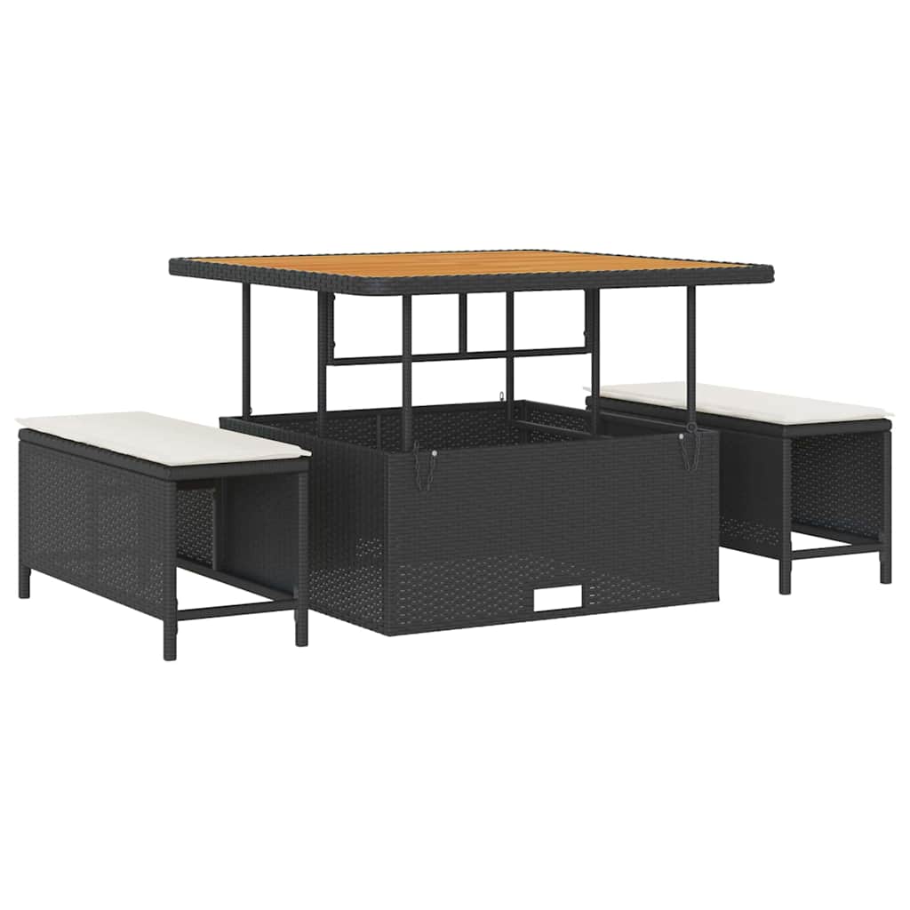 Garten-Sofa-Set mit Kissen mit Speicher 8 pcs Schwarz und Creme