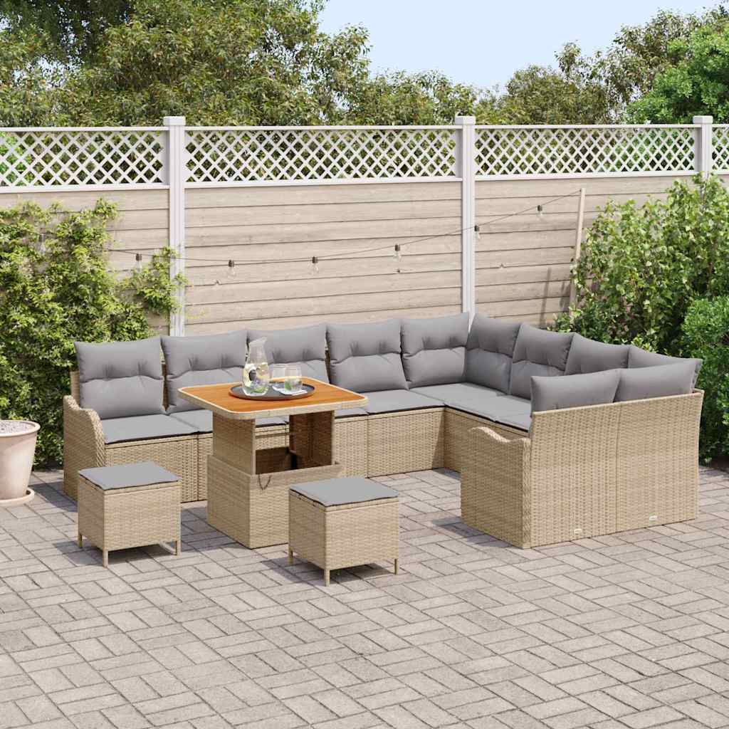 Garten-Sofa-Set mit Kissen 12 pcs Beige und Hellgrau