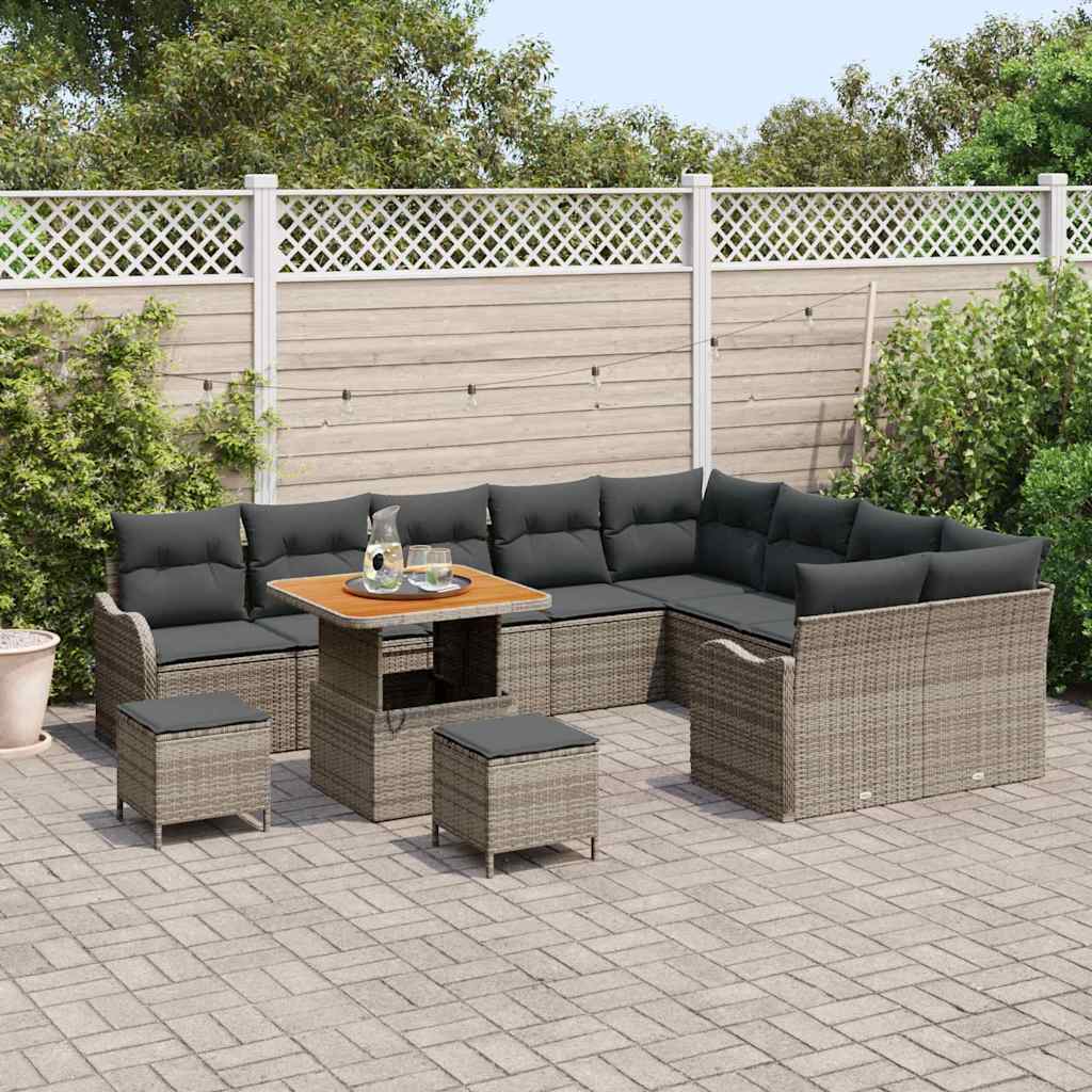 Garten-Sofa-Set mit Kissen mit Speicher 12 pcs Grau