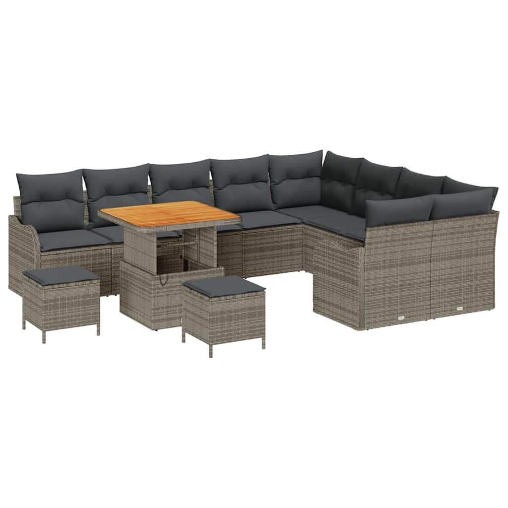 Garten-Sofa-Set mit Kissen mit Speicher 12 pcs Grau