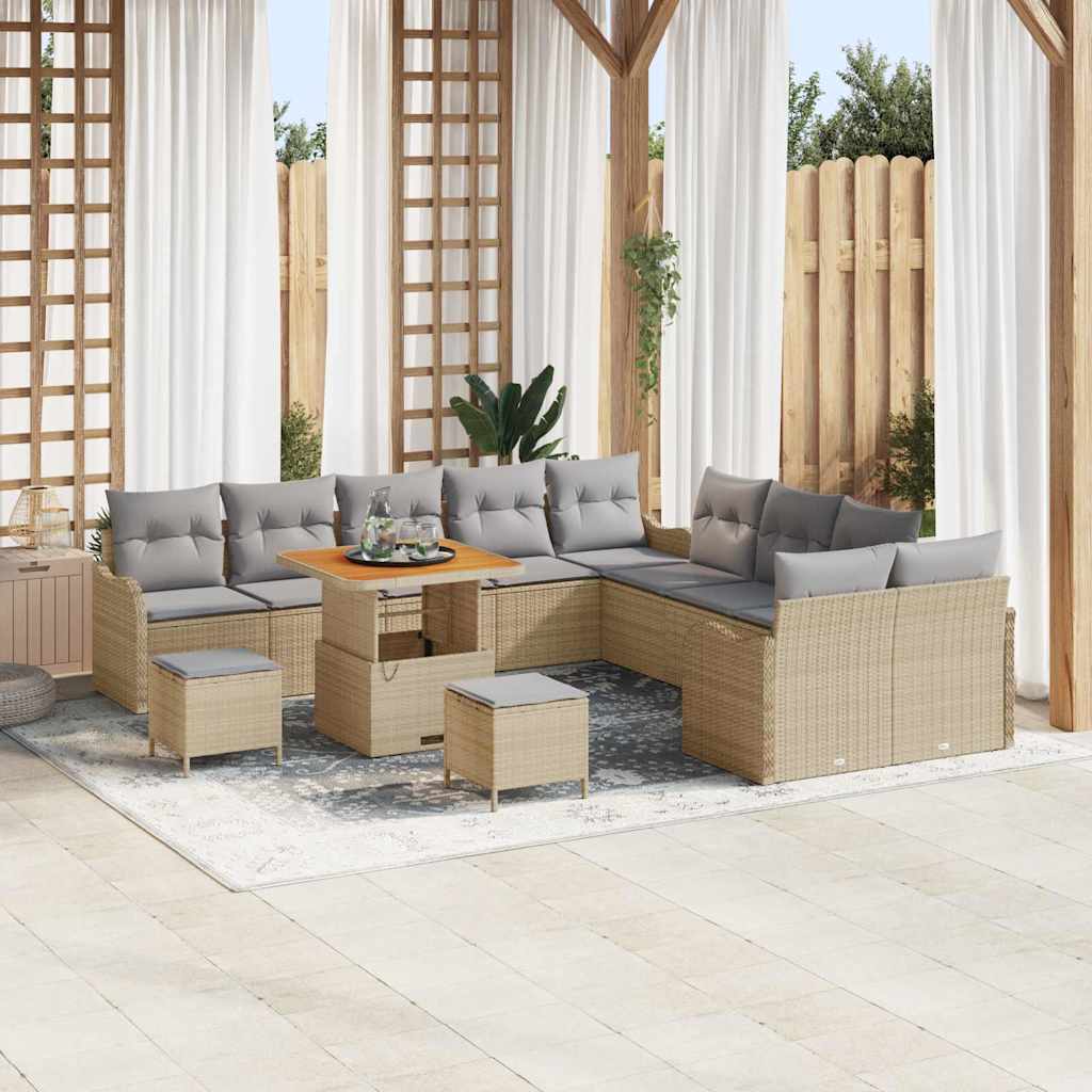 Garten-Sofa-Set mit Kissen 13 pcs Beige und Hellgrau