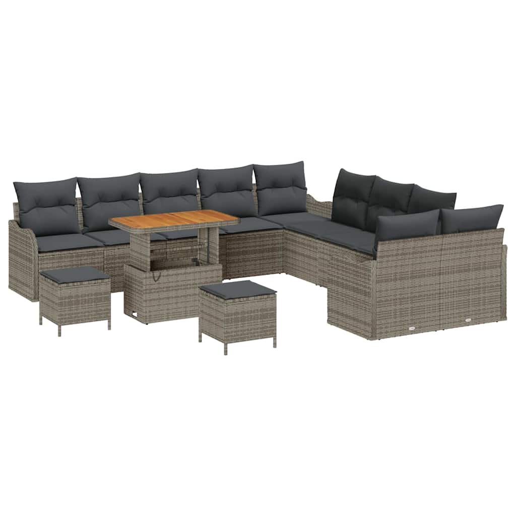 Garten-Sofa-Set mit Kissen mit Speicher 13 pcs Grau