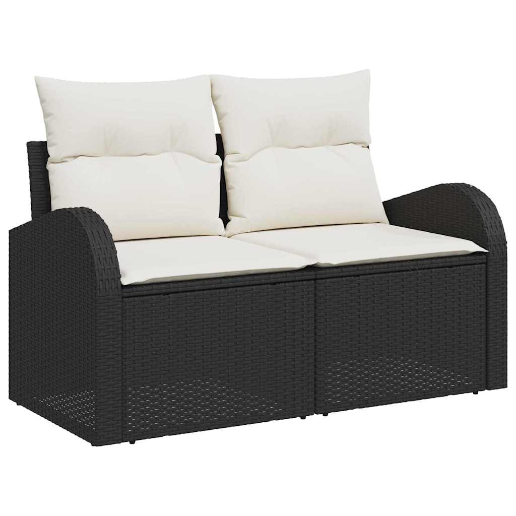 Garten-Sofa-Set mit Kissen mit Speicher 8 pcs Schwarz und Creme
