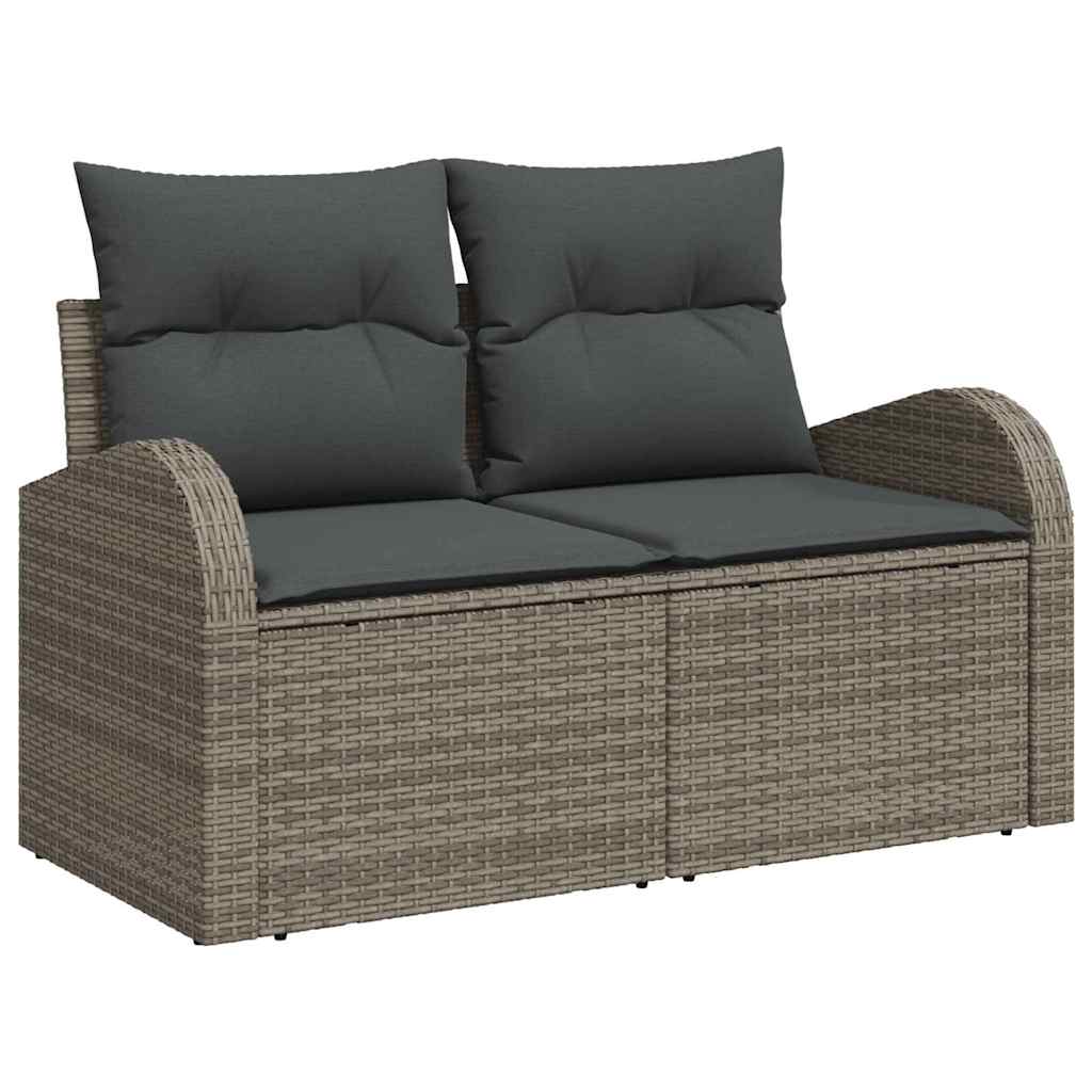 Garten-Sofa-Set mit Kissen mit Speicher mit Kissen 8 pcs Grau