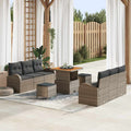 Garten-Sofa-Set mit Kissen mit Speicher mit Kissen 9 pcs Grau