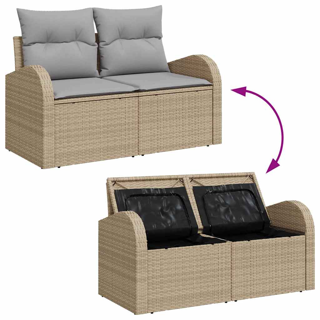 Garten-Sofa-Set mit Kissen mit Kissen 10 pcs Beige und Hellgrau