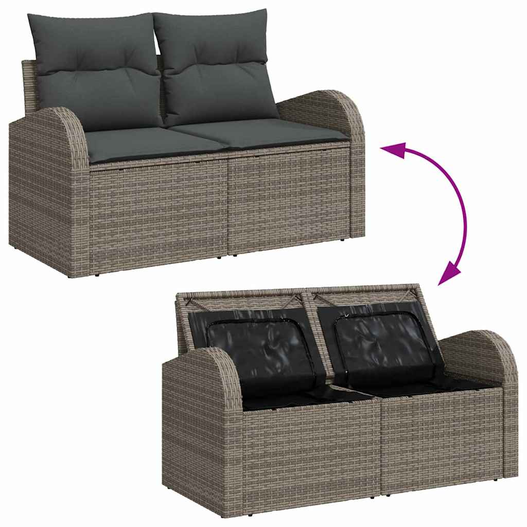 Garten-Sofa-Set mit Kissen mit Speicher mit Kissen 10 pcs Grau