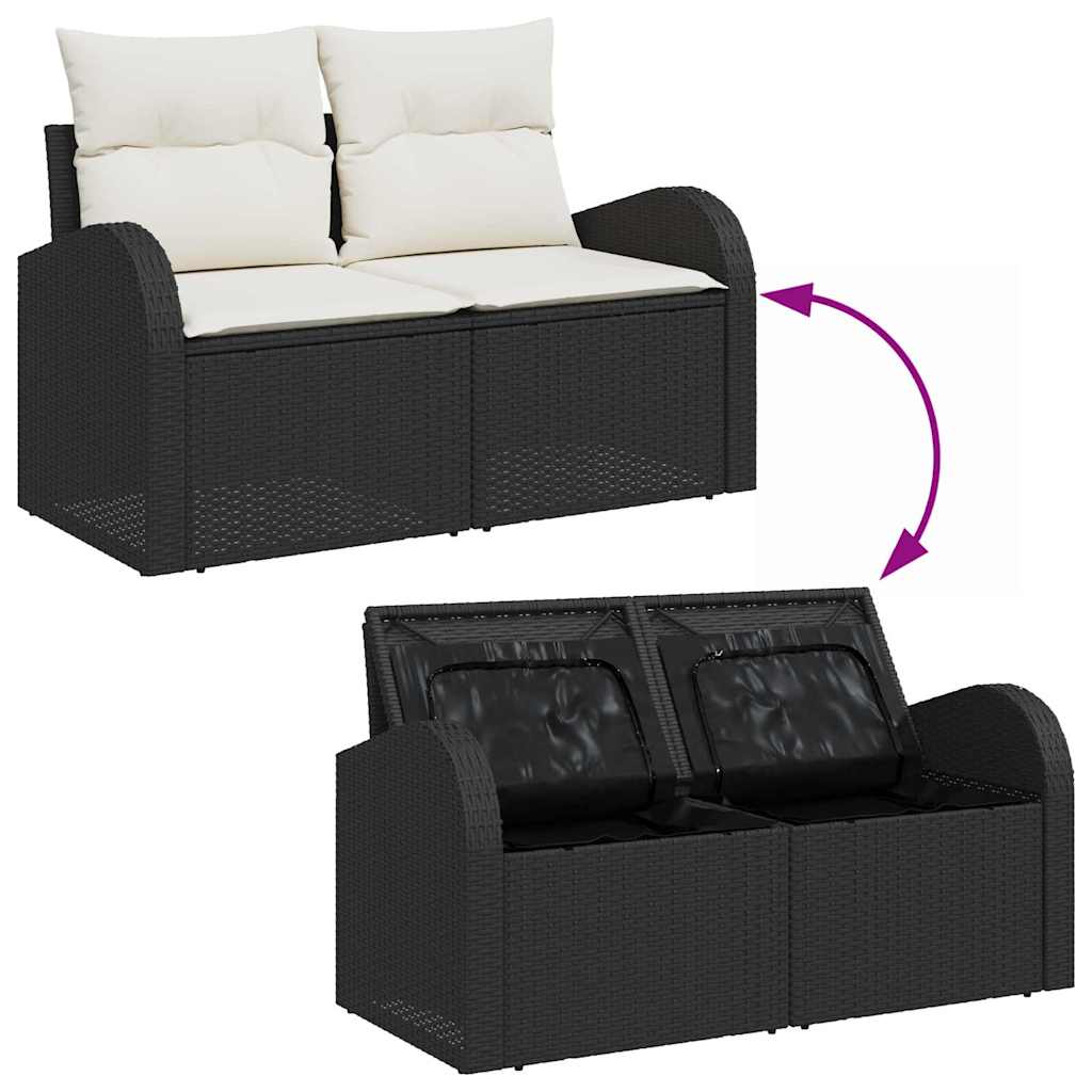Garten-Sofa-Set mit Kissen 11 pcs Schwarz und Creme