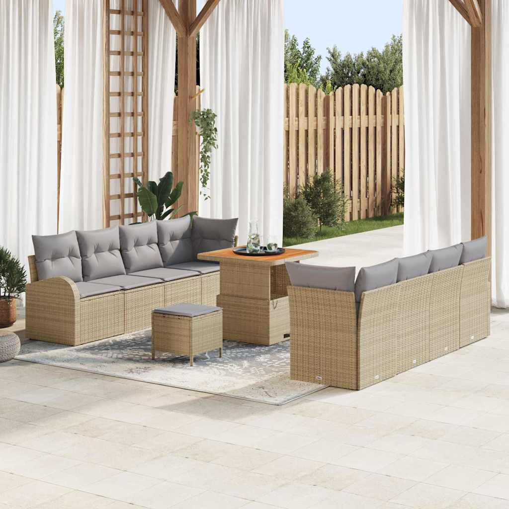Garten-Sofa-Set mit Kissen 11 pcs Beige und Hellgrau