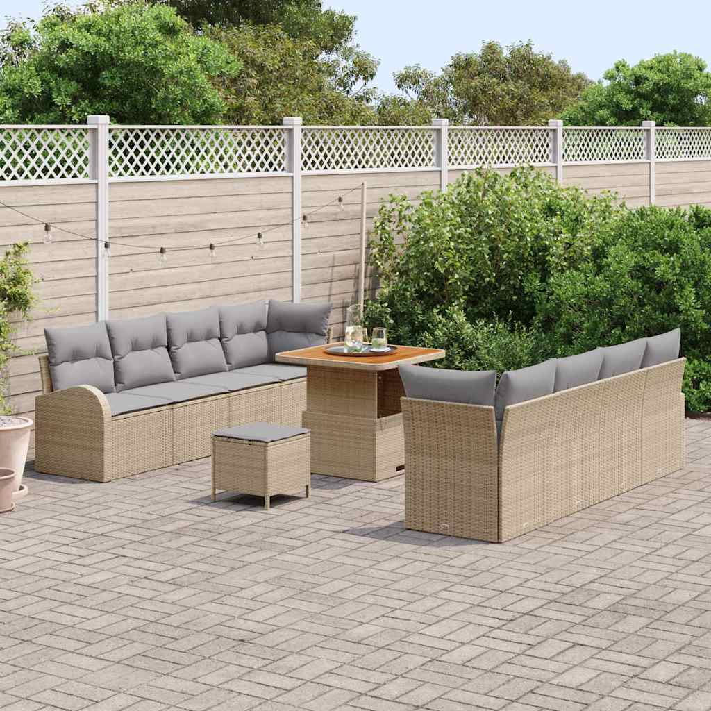 Garten-Sofa-Set mit Kissen 11 pcs Beige und Hellgrau