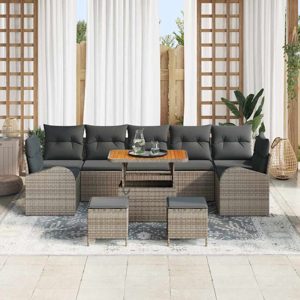 Garten-Sofa-Set mit Kissen mit Speicher mit Kissen 10 pcs Grau