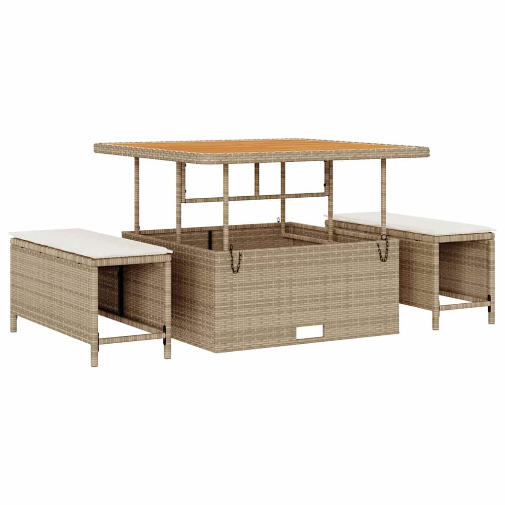 Garten-Sofa-Set mit Kissen mit Speicher 8 pcs Beige und Creme