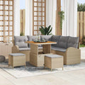 Garten-Sofa-Set mit Kissen 8 pcs Beige und Hellgrau