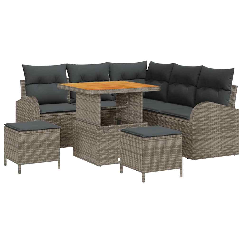 Garten-Sofa-Set mit Kissen mit Speicher 8 pcs Grau