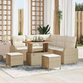 Garten-Sofa-Set mit Kissen mit Speicher 8 pcs Beige und Creme