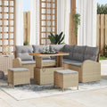Garten-Sofa-Set mit Kissen 8 pcs Beige und Hellgrau