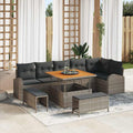 Garten-Sofa-Set mit Kissen mit Speicher mit Kissen 9 pcs Grau