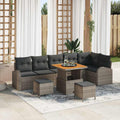 Garten-Sofa-Set mit Kissen mit Speicher mit Kissen 9 pcs Grau