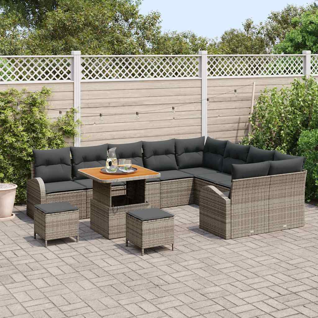 Garten-Sofa-Set mit Kissen mit Speicher 12 pcs Grau
