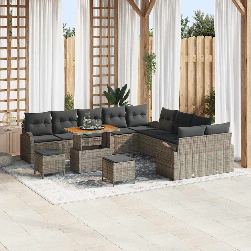 Garten-Sofa-Set mit Kissen mit Speicher 13 pcs Grau