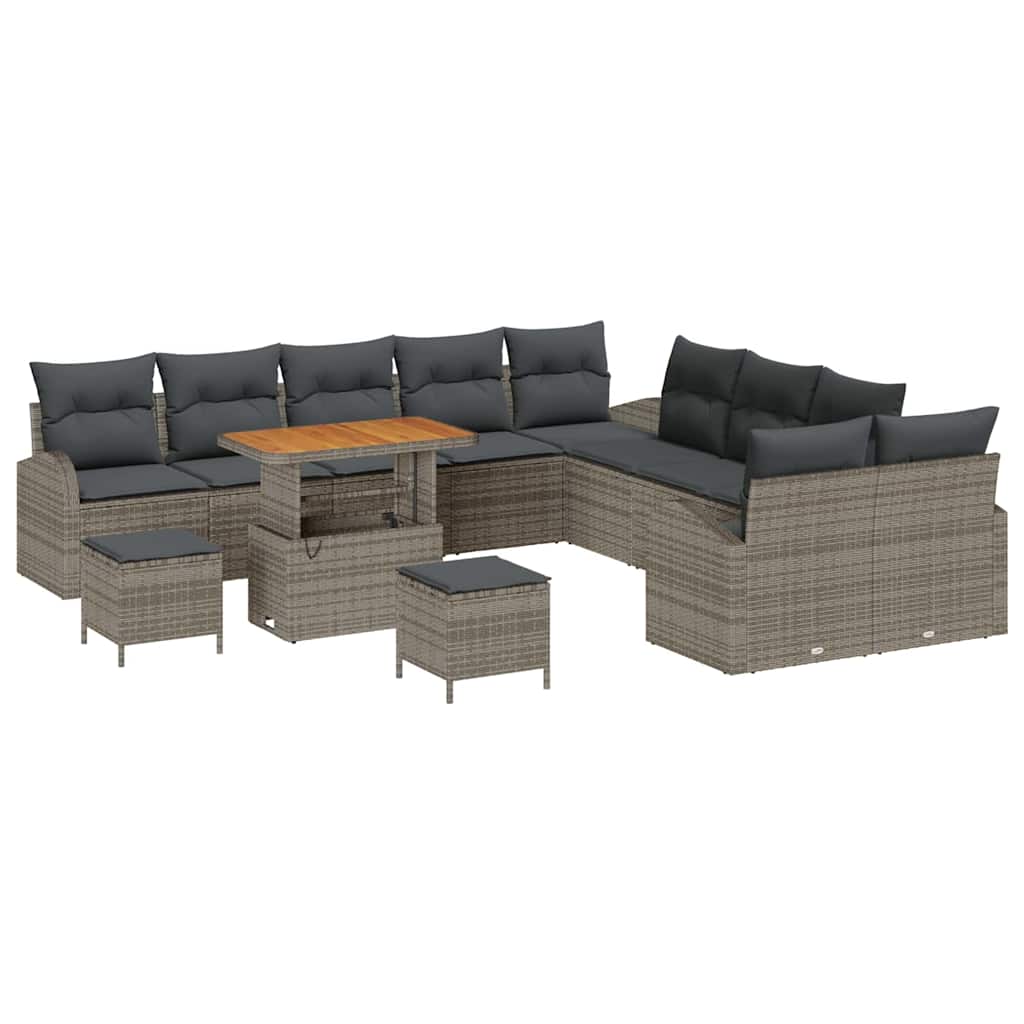 Garten-Sofa-Set mit Kissen mit Speicher 13 pcs Grau