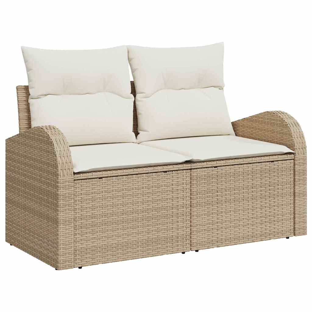 Garten-Sofa-Set mit Kissen mit Speicher 14 pcs Beige und Creme