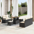Garten-Sofa-Set mit Kissen mit Speicher 8 pcs Schwarz und Creme