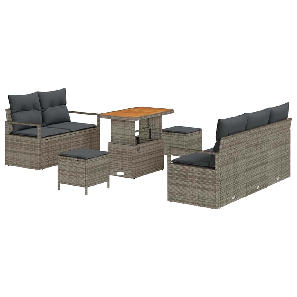 Garten-Sofa-Set mit Kissen mit Speicher 8 pcs Grau
