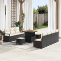 Garten-Sofa-Set mit Kissen 10 pcs Schwarz und Creme