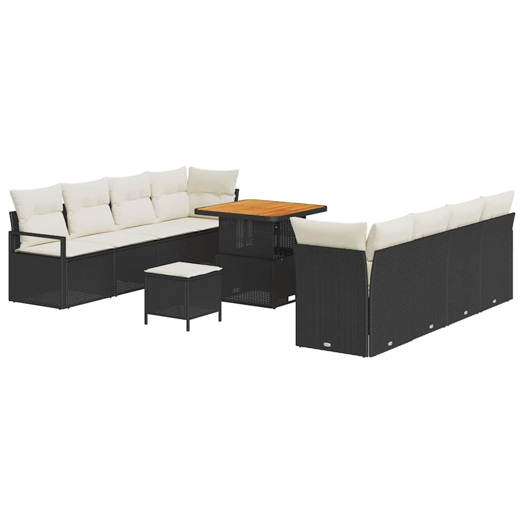 Garten-Sofa-Set mit Kissen Schwarz und Creme 80 x 80 x 71 cm