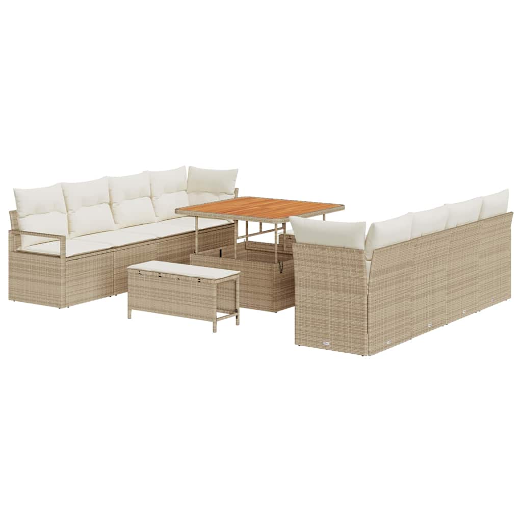 Garten-Sofa-Set mit Kissen Beige und Creme 100 x 100 x 71 cm
