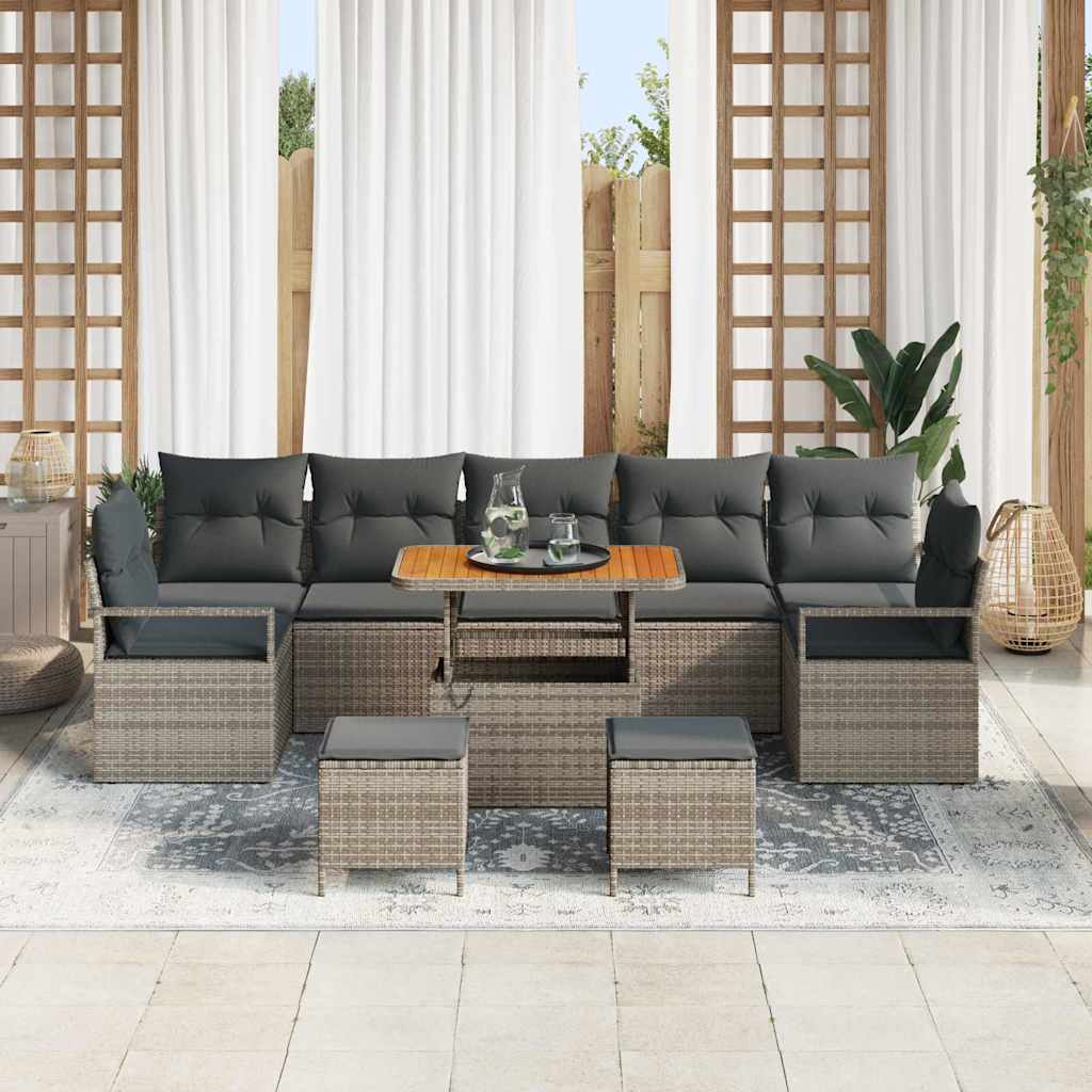 Garten-Sofa-Set mit Kissen mit Speicher mit Kissen 10 pcs Grau