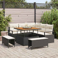 Garten-Sofa-Set mit Kissen mit Speicher 8 pcs Schwarz und Creme