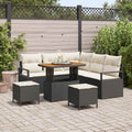 Garten-Sofa-Set mit Kissen mit Speicher 8 pcs Schwarz und Creme